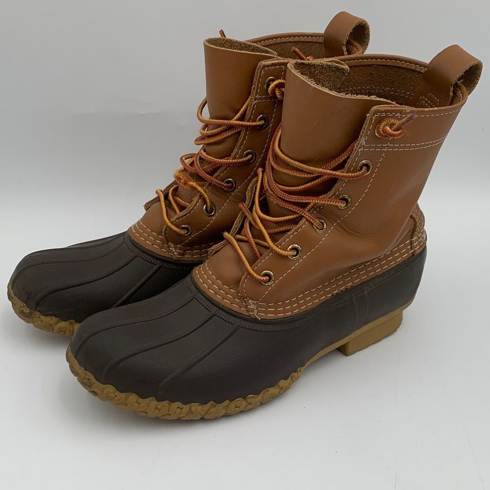 LL Bean Made in Maine Brown and tan Duck Boots men’s size 8.5 or Womans 9.5 - Picture 7 of 14